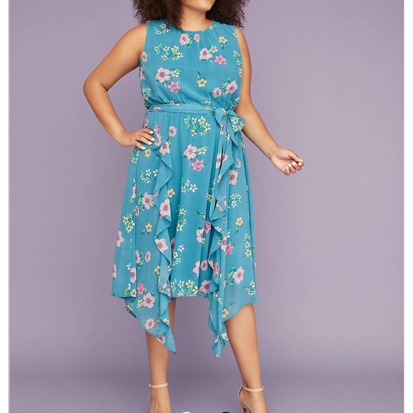 Lane Bryant Dresses & Skirts - NWT SIZE 12👗Chiffon Sharkbite Midi Dress 👗